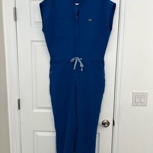 FIGS Rafaela Cargo ScrubJumpsuit in Royal Blue